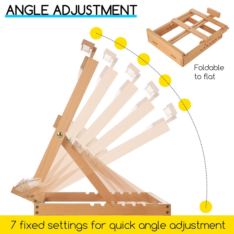 MEEDEN Heavy-Duty Tabletop Studio H-Frame Wooden Easel- Solid Beech Wood Adjustable Artists Desktop Wood Easel Table for Artist, Beginners & Teens- Holds Canvas Art up to 23" High - Image 3